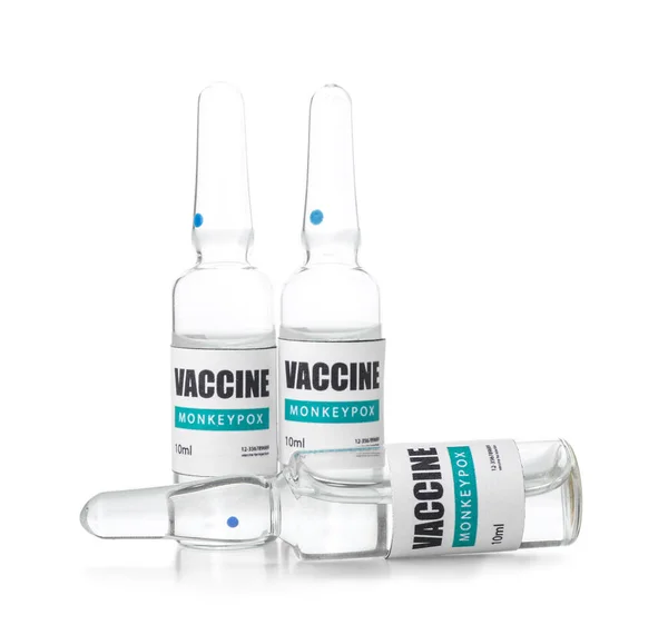 Ampule Vakcíny Proti Neštovicím Bílém Pozadí — Stock fotografie