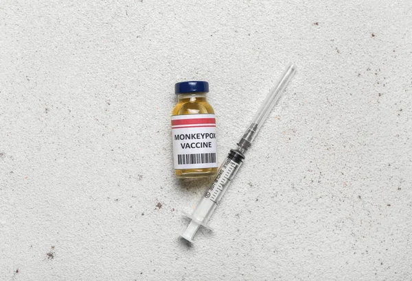 Monkeypox Vaccine Syringe Light Background — Stock Photo, Image