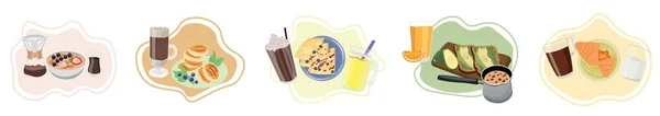一套白色背景的美味早餐 — 图库矢量图片