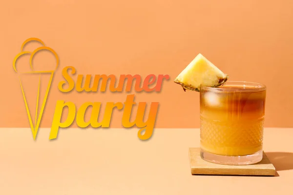 Advertisement Banner Summer Party Glass Cold Mai Tai Cocktail — Stockfoto