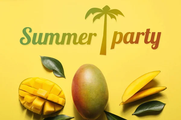 Advertisement Banner Summer Party Sweet Ripe Mango Fruit — Stockfoto
