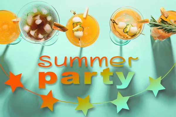 Annons Banner För Sommarfest Med Glas Kall Melon Cocktail — Stockfoto