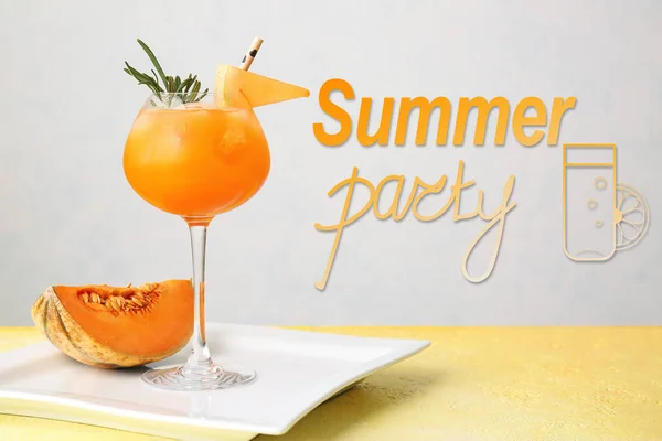 Annons Banner För Sommarfest Med Glas Kall Melon Cocktail — Stockfoto