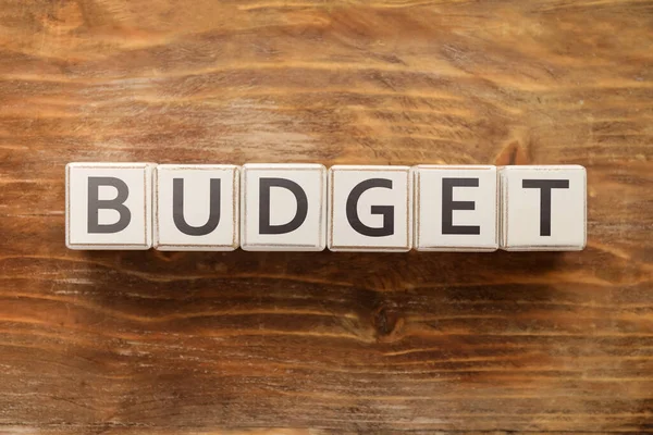 Word Budget Made Cubes Wooden Background — Stock Photo, Image