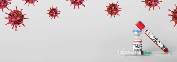 Próbka Wirusa Ospy Małpiej Szczepionki Jasnym Tle — Zdjęcie stockowe