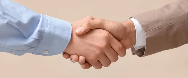 Businessmen Shaking Hands Beige Background — Stock Photo, Image