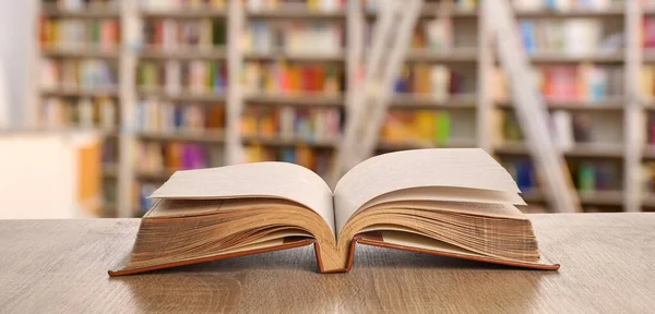 Open Book Table Modern Library — Stock Photo, Image