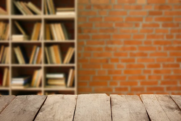 Mesa Madera Vacía Biblioteca — Foto de Stock