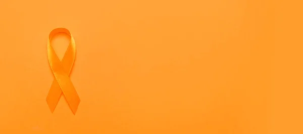 Ruban Orange Sur Fond Couleur Concept Sensibilisation Cancer Rein — Photo