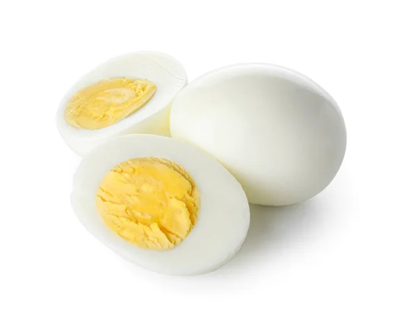 Tasty Boiled Chicken Eggs White Background — Stock Photo, Image