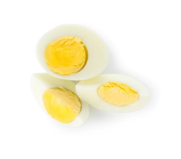 Pieces Boiled Chicken Egg White Background — Stock Photo, Image