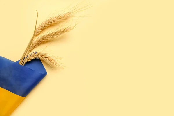 Пшеничні Спікелети Прапор України Кольоровому Тлі — стокове фото