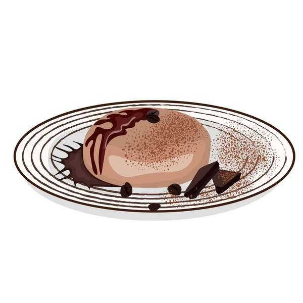 Placa Com Delicioso Chocolate Panna Cotta Fundo Branco — Vetor de Stock