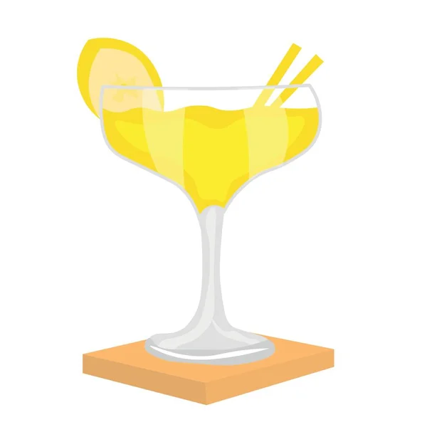 Glass Tasty Daiquiri Cocktail White Background — Stock Vector
