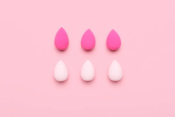 Set Different Makeup Sponges Pink Background — ストック写真