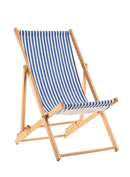 Striped Deck Chair White Background — 스톡 사진