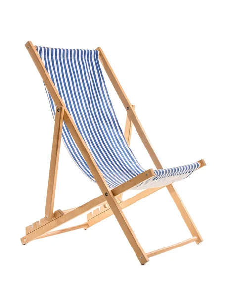 Striped Deck Chair White Background — Stockfoto