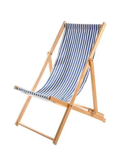 Striped Deck Chair White Background — 스톡 사진