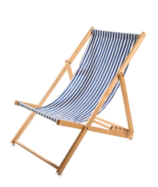 Striped Deck Chair White Background — 스톡 사진