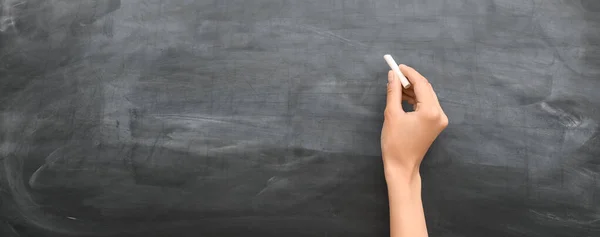 Hand Chalk Writing School Blackboard — Stockfoto