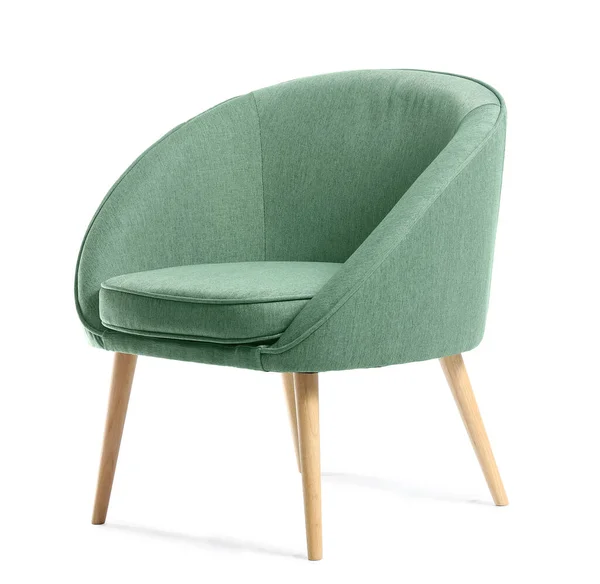 Modern Green Armchair White Background — 스톡 사진