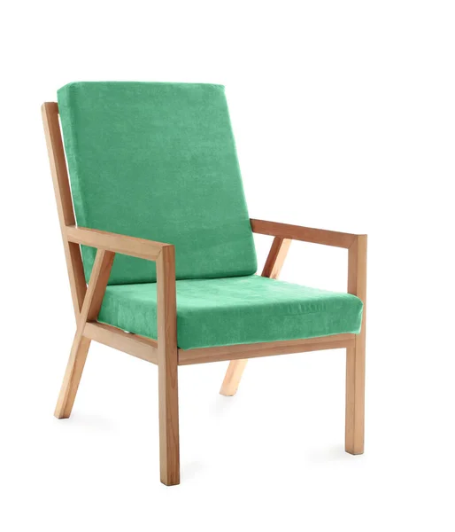 Modern Green Armchair White Background — Stockfoto