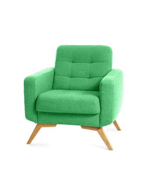 Modern Green Armchair White Background — 스톡 사진