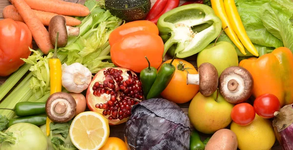 Assortment Fresh Vegetables Fruits Top View — Foto Stock