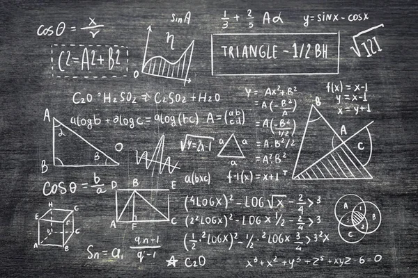 Quadro Negro Escola Preparado Para Aula Matemática — Fotografia de Stock