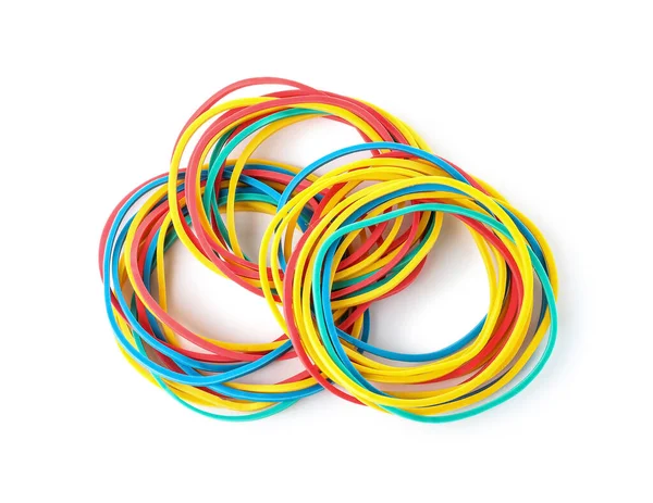 Many Colorful Rubber Bands White Background — 스톡 사진