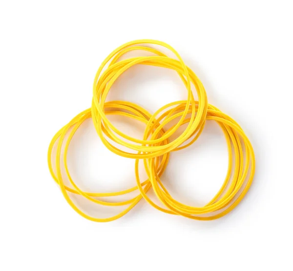 Yellow Rubber Bands White Background — 스톡 사진
