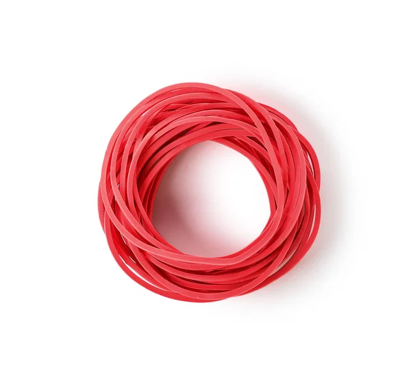 Stack Red Rubber Bands Isolated White Background — 스톡 사진