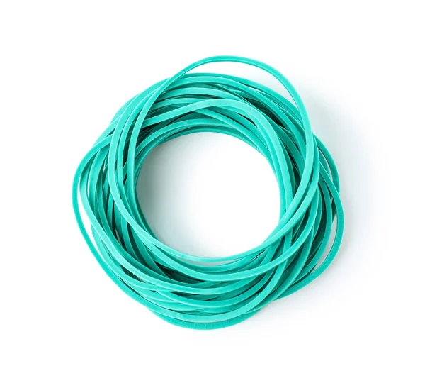 Stack Elastic Rubber Bands Isolated White Background — 스톡 사진