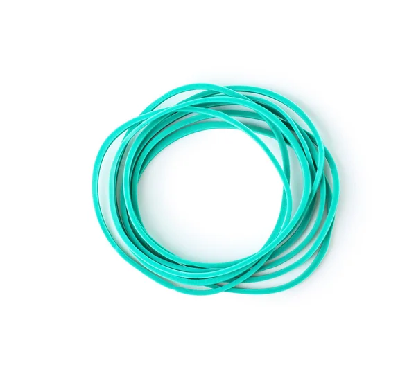 Green Rubber Bands White Background — Stockfoto