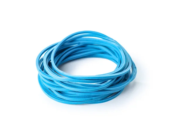 Stack Blue Rubber Bands Isolated White Background — Stockfoto
