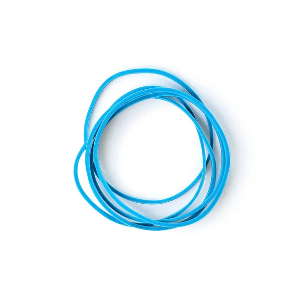 Blue Rubber Bands White Background — Stock Photo, Image