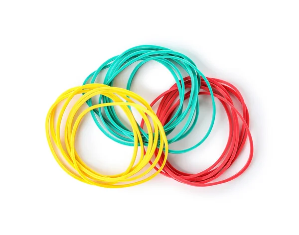 Many Elastic Rubber Bands White Background — 스톡 사진