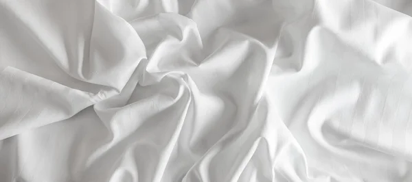White Crumpled Bed Sheet Background — Foto de Stock