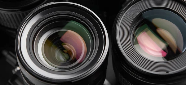 Different Lenses Photo Camera Closeup — kuvapankkivalokuva