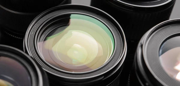 Different Lenses Photo Camera Closeup — Stok fotoğraf