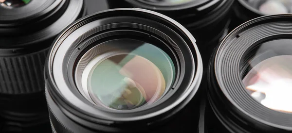 Different Lenses Photo Camera Closeup — kuvapankkivalokuva