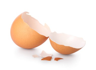 kırık yumurta kabuğu beyaz zemin üzerine