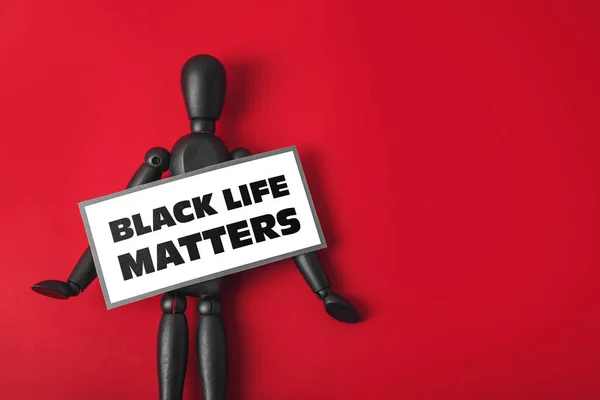 Black Mannequin Paper Sheet Text Black Life Matters Color Background — 스톡 사진