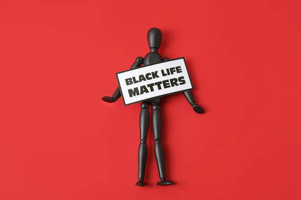 Renk Arkaplan Üzerinde Siyah Manken Siyah Hayat Matters Metin Kağıt — Stok fotoğraf