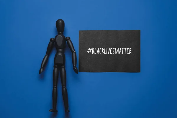 Mannequin Paper Sheet Hashtag Blacklivesmatter Color Background — ストック写真