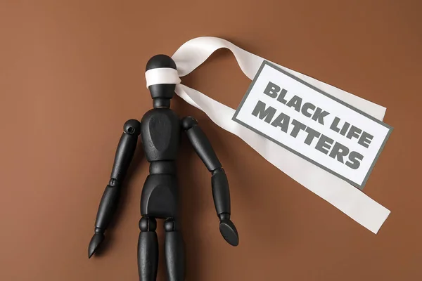 Fekete Próbababa Fehér Szalaggal Papír Lap Szöveggel Black Life Matters — Stock Fotó
