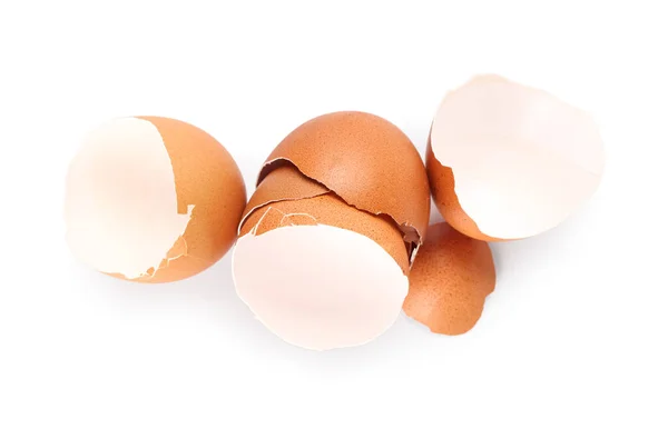 Beyaz Arka Planda Yumurta Kabukları Yığını — Stok fotoğraf
