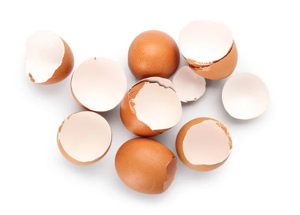 Oogsten Van Eierschalen Witte Achtergrond — Stockfoto