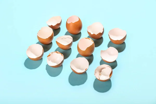 Composition Egg Shells Color Background — Photo