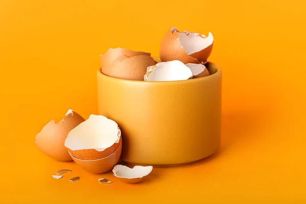 Bowl Egg Shells Color Background — Photo